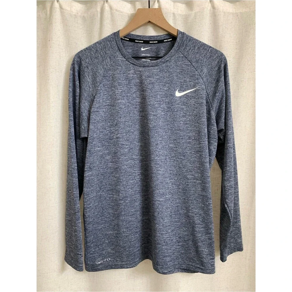 Nike Swim UPF 40+ Heather Hydroguard Long Sleeve Dri-FIT Shirt Midnight Navy M